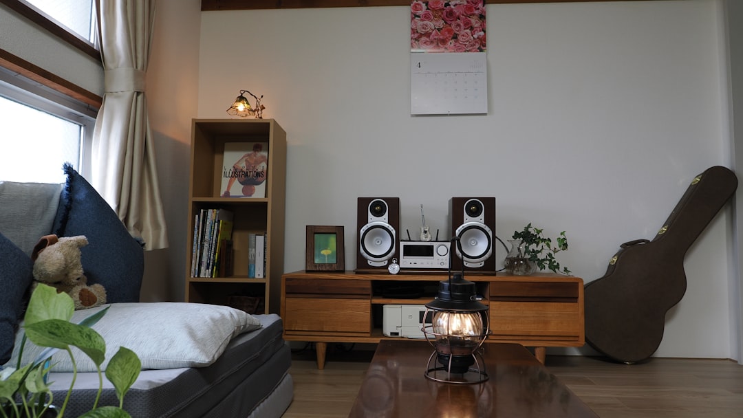 FAQ by Audio Brands a living room filled with furniture and a guitar